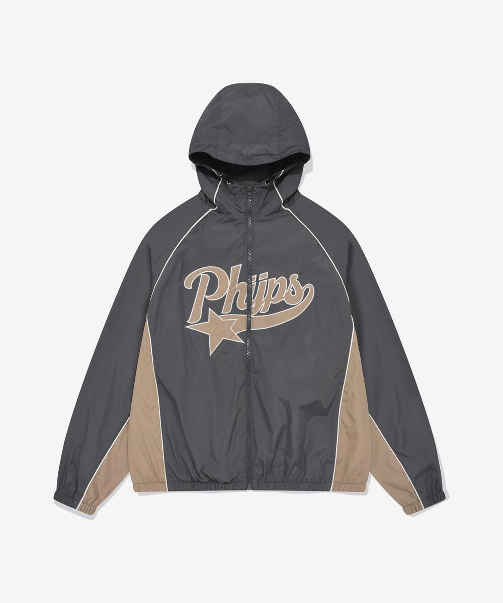 PHYPS® PIPING STAR TAIL HOODIE TRACK JACKET CHARCOAL