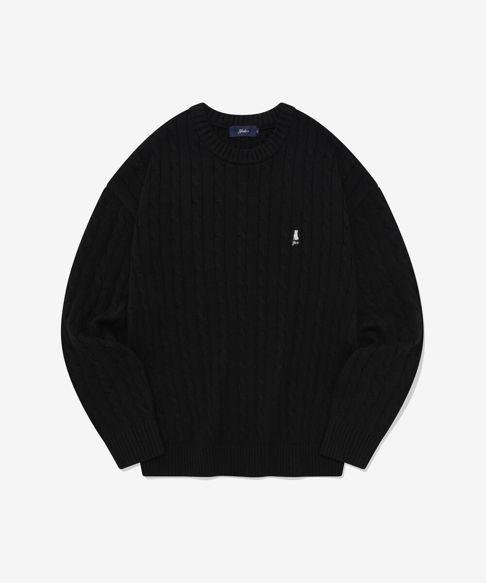HERITAGE DAN CABLE ROUND KNIT BLACK