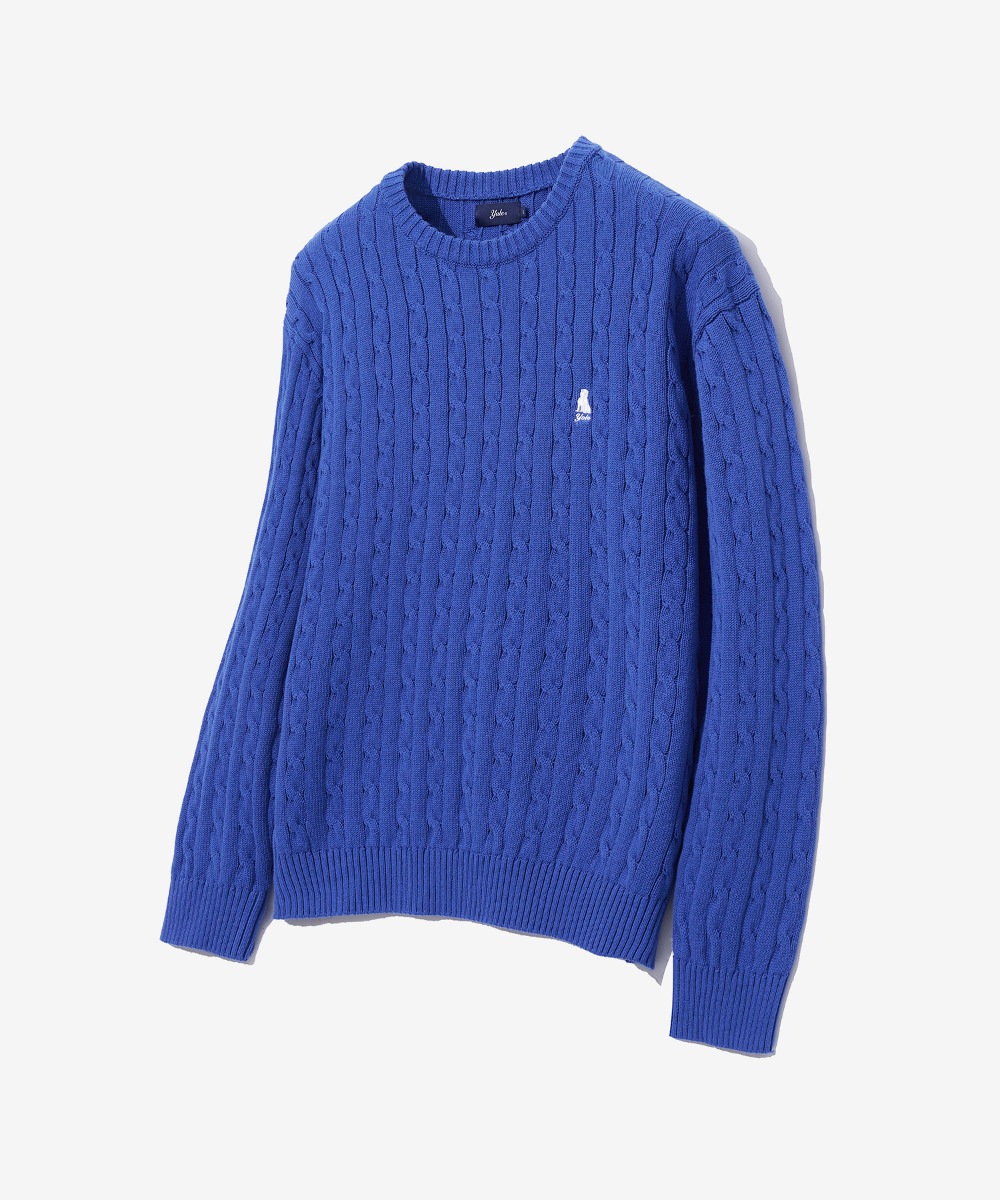 HERITAGE DAN CABLE ROUND KNIT ROYAL BLUE