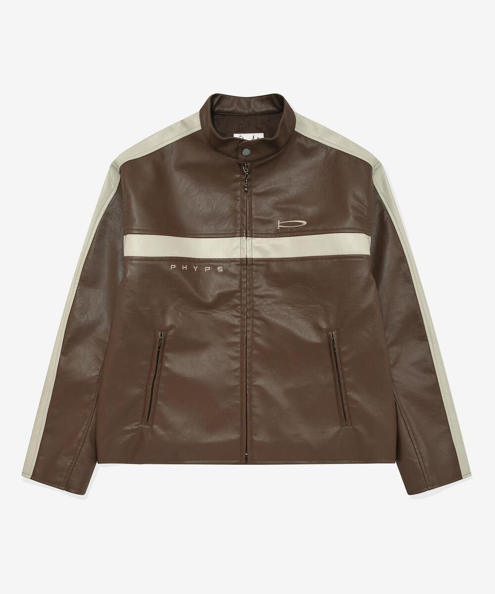 PHYPS® ARTIFICIAL LEATHER RACER JACKET BROWN