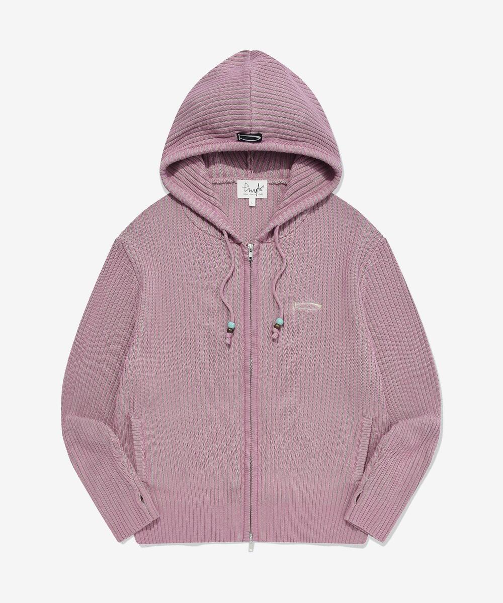 PHYPS® BEAD POINT KNIT HOODIE ZIP UP PINK