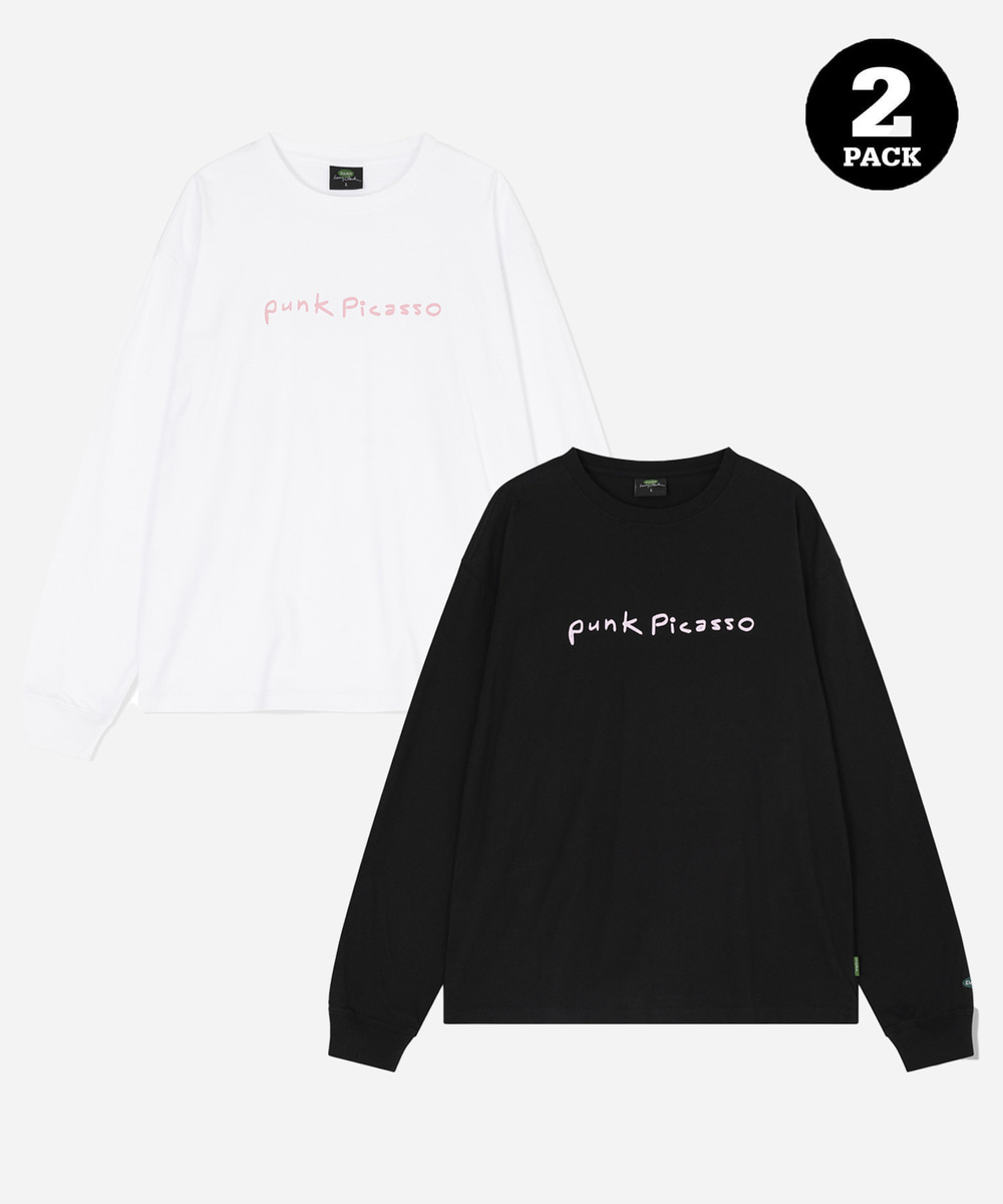 [2PACK] PUNK PICASSO WRITING LS WHITE / BLACK
