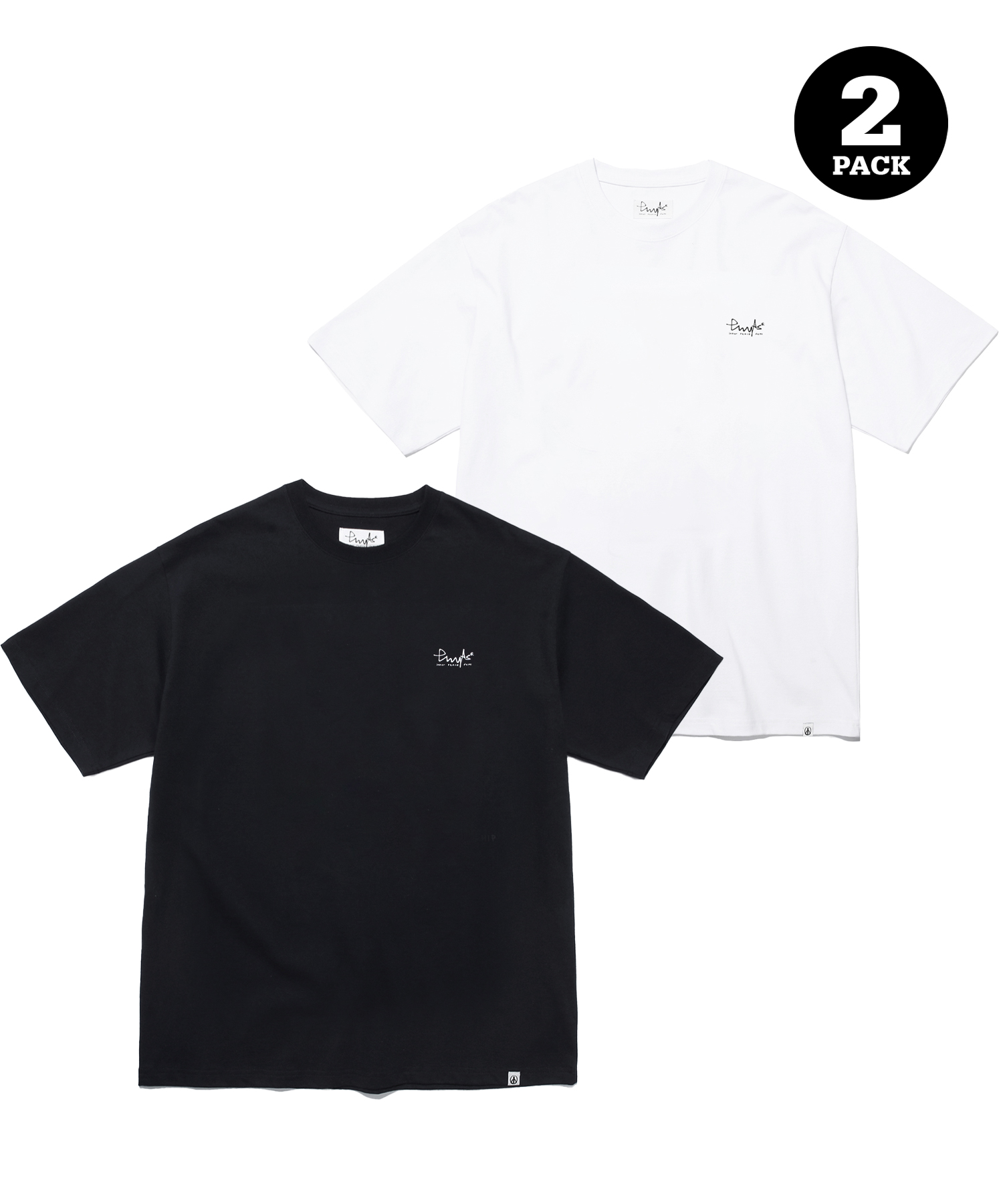 [Coool tee] PHYPS® 2PACK 2MALL LOGO SS WHITE / BLACK