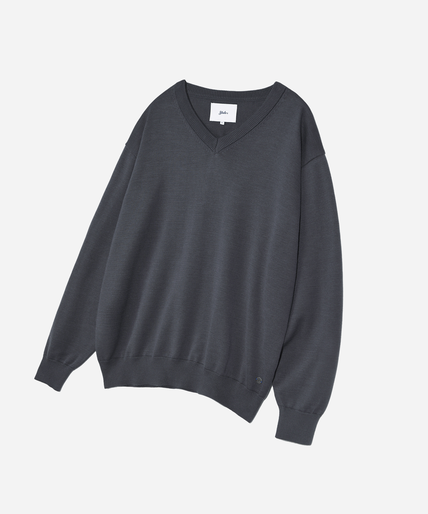 [SUPIMA COTTON] ESSENTIAL V NECK KNIT CHARCOAL