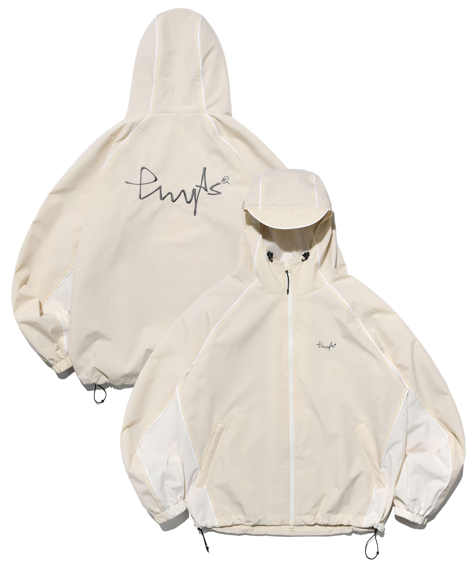PHYPS® PIPING SIGN LOGO HOODIE JACKET IVORY