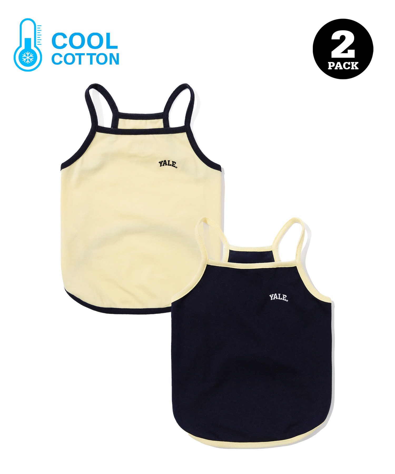 [COOL COTTON] 2PACK SMALL ARCH DOGGY SLEEVELESS NAVY / YELLOW