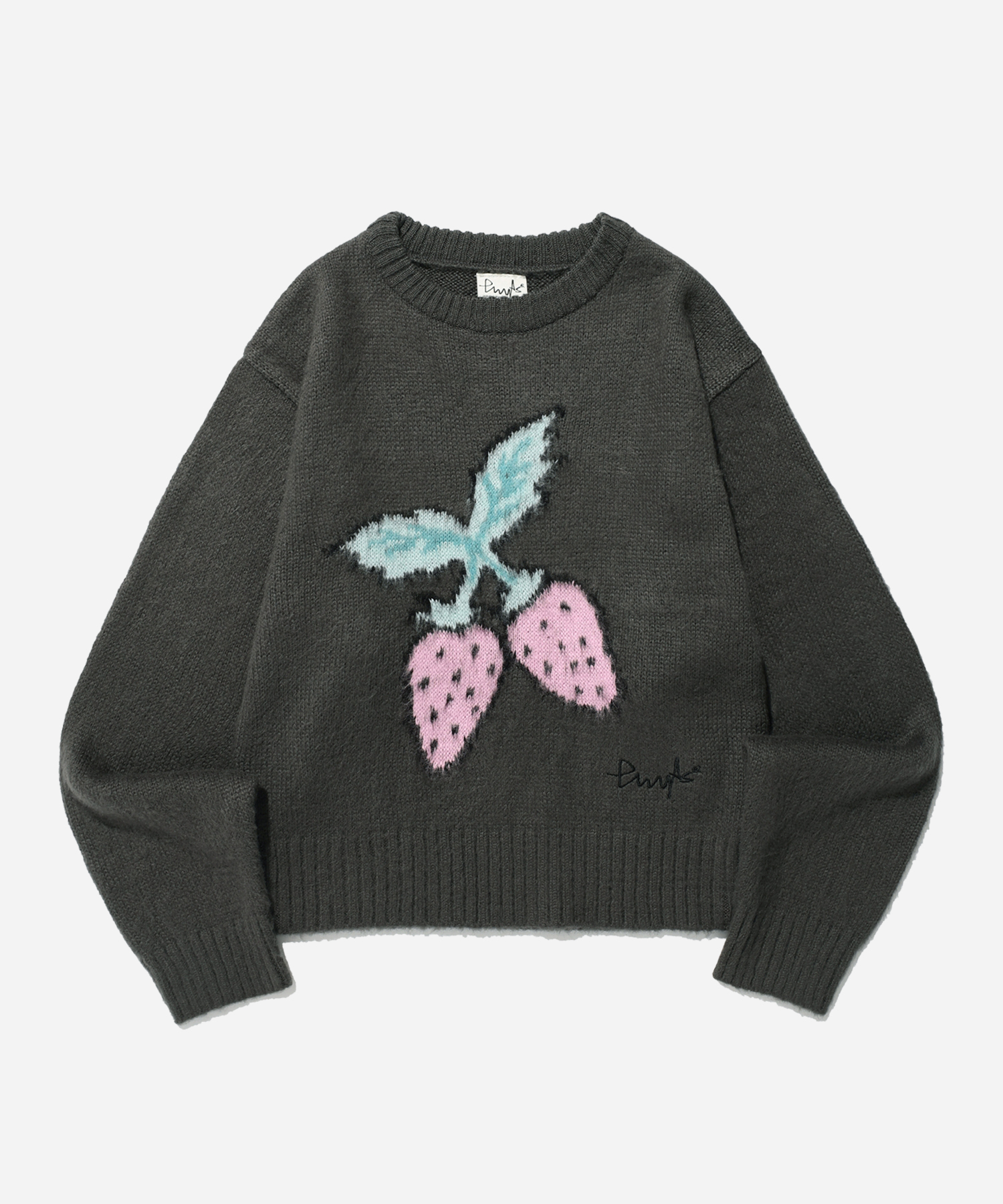 PHYPS® WOMENS CROP STRAWBERRY KNIT CHARCOAL