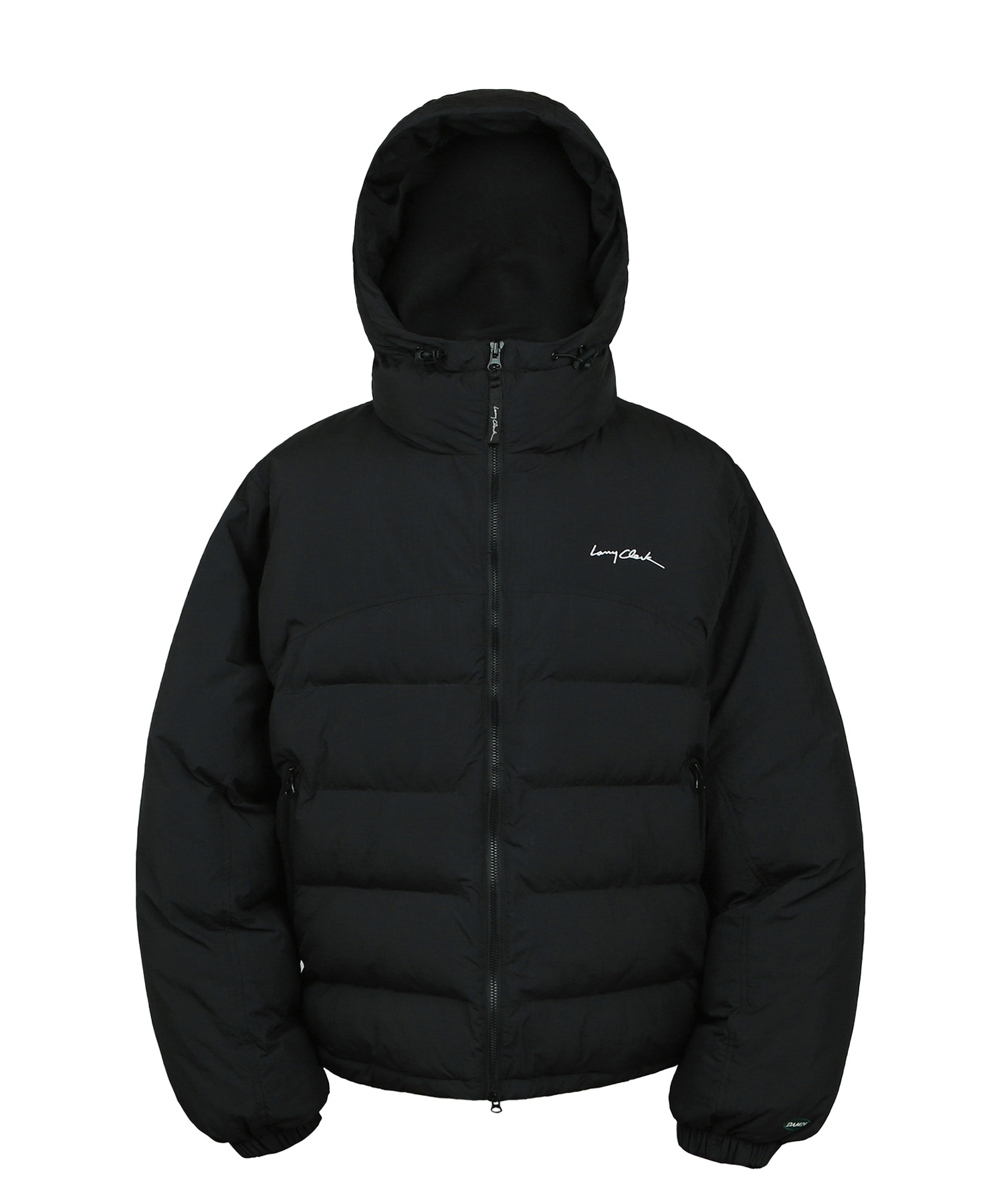 L.C QUILTING HOODED ZIP UP BLACK
