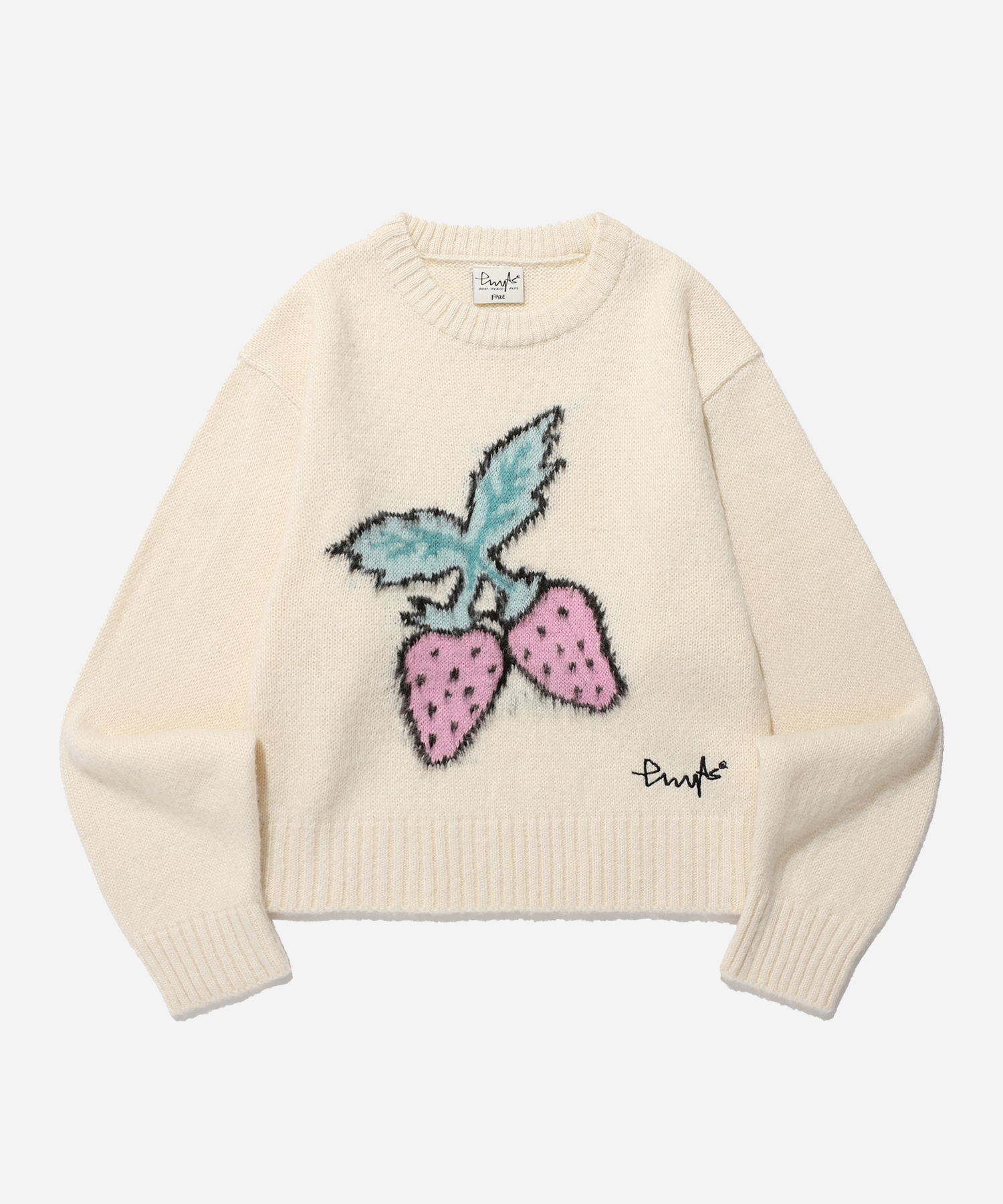 PHYPS® WOMENS CROP STRAWBERRY KNIT IVORY